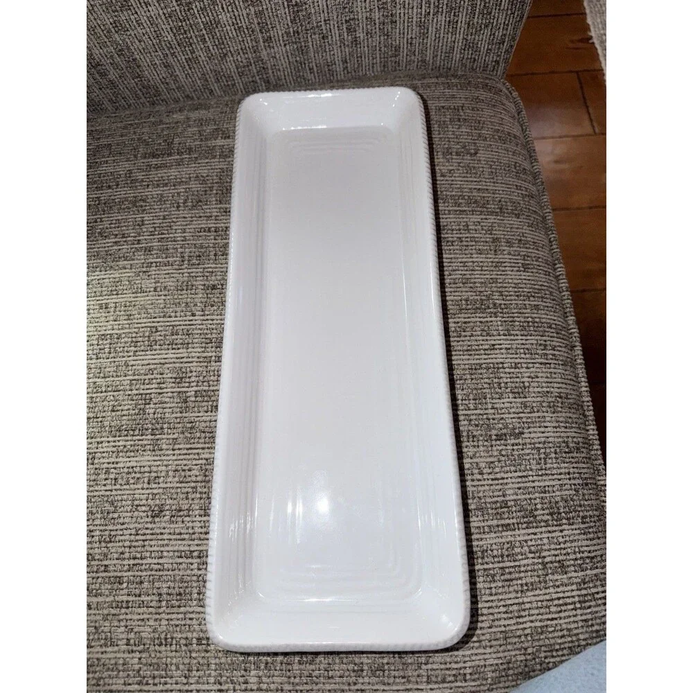 Pottery Barn Gabriella Stoneware Rectangle Serving Platter  White 15
